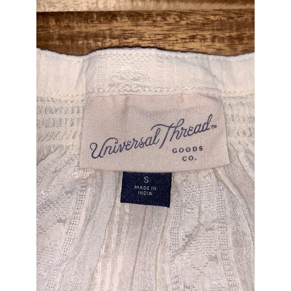 Universal Thread Womens Off-White Long Sleeve Button-Up Blouse w/ Lace Inserts - Picture 8 of 15